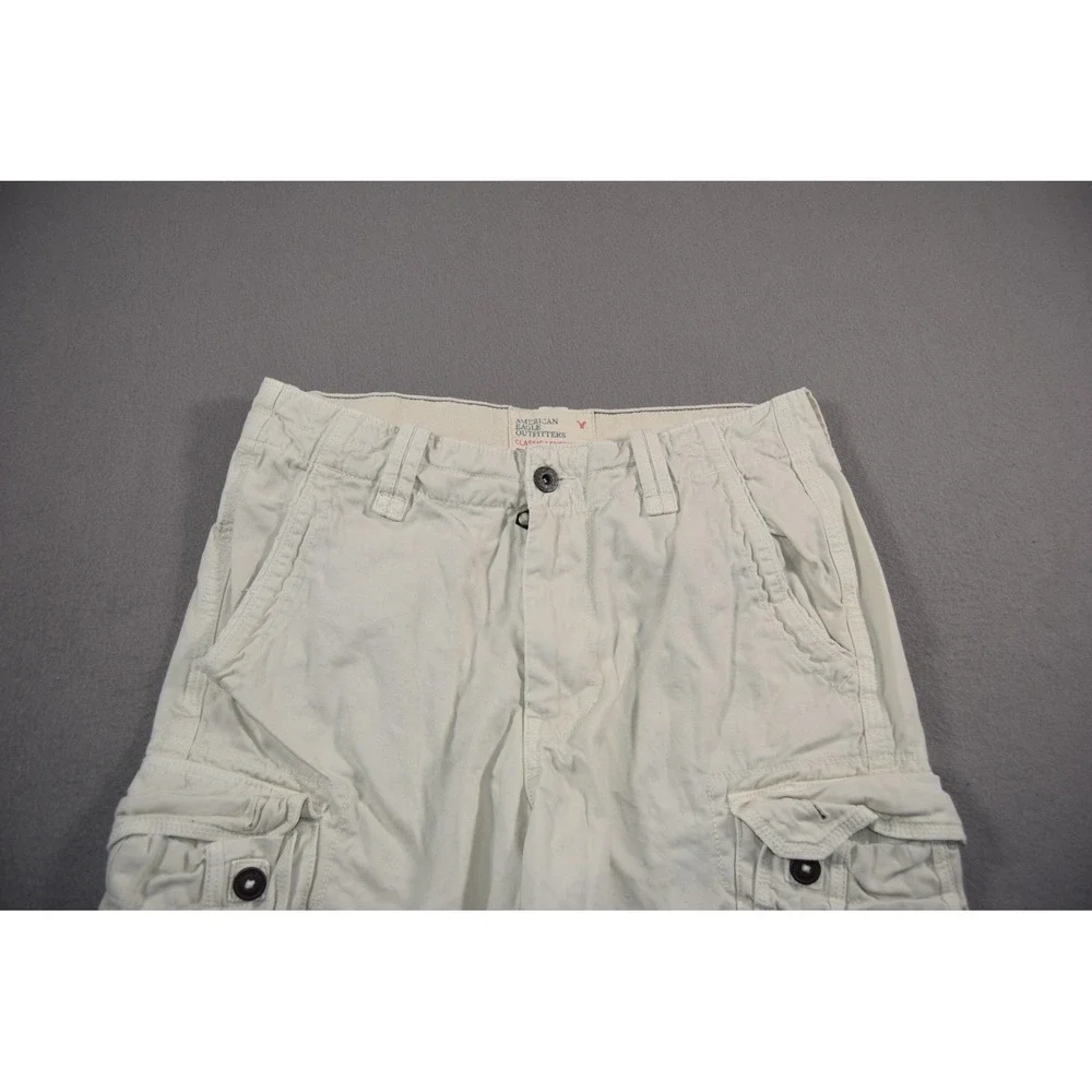 American Eagle Cargo Shorts Mens 33 Khaki Heavyweight Cotton Classic Baggy 11in